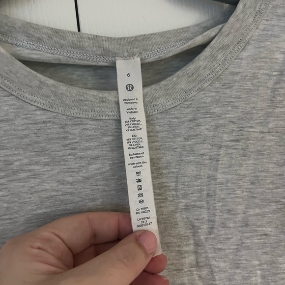 Lululemon grey classic fit cotton Long Sleeve Top 8 - Picture 4 of 4
